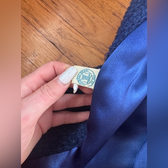 50s Vintage Boulce Tweed Swing Coat w Fox collar Sz Large - Picture 3 of 8